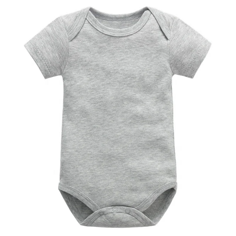 

In stock wholesale cute newborn baby body 100% cotton soft knit short sleeves boys' girls' plain baby romper