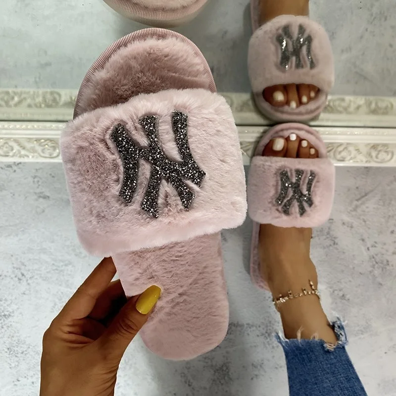 

2021 Among Us Trendy Faux Blin NY Plush Flip Flops For Women And Ladies