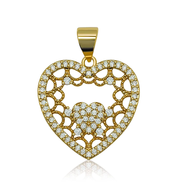 

Lotus tarnish free pendant heart shaped kids zirconia jewelry real gold jewelry, Gold/silver