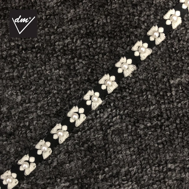 

Fashion new beaded pearl trimming embellishment for dresses stock item, Red,black,blue,white