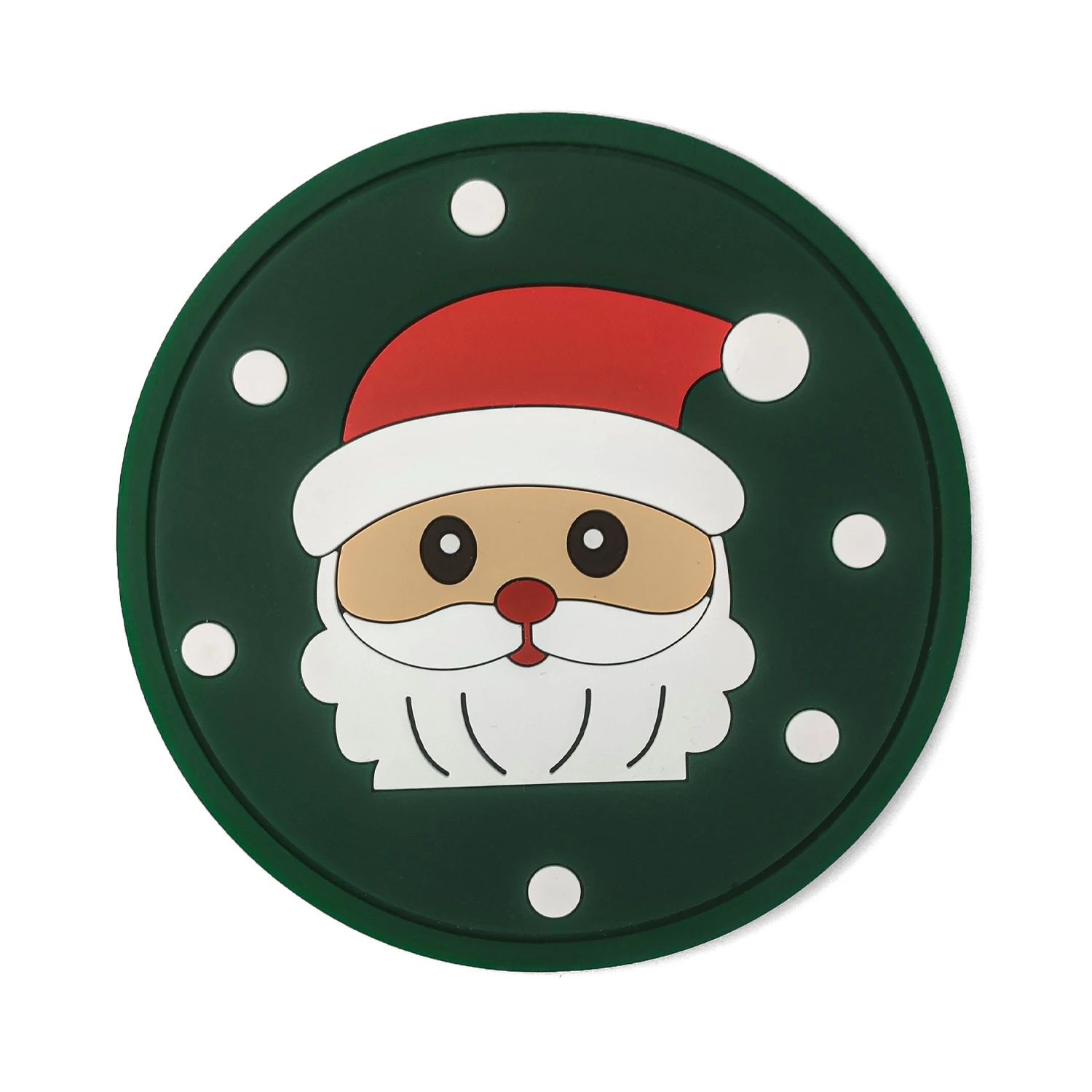 

Hot Selling Natural Eco-friendly Custom Silicone Christmas Coaster With Logo Soft Pvc Rubber Round Christmas Cup Mat, Christmas design
