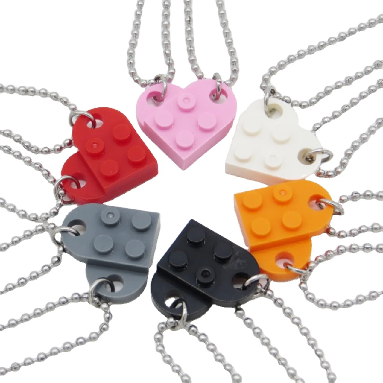 

Lovers' Two Brick Heart Charm Pendant For Making Jewelry Necklace