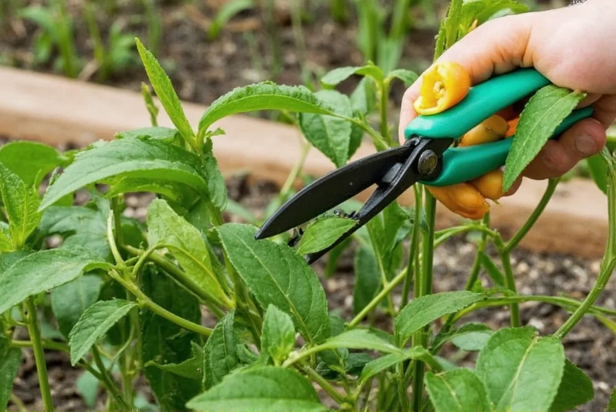 trimming pepper plants