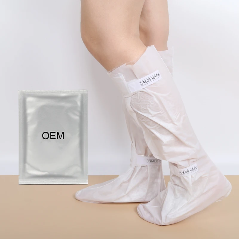 

Private label baby foot moisturizing foot mask peeling exfoliating hydrogel leg mask oem, White