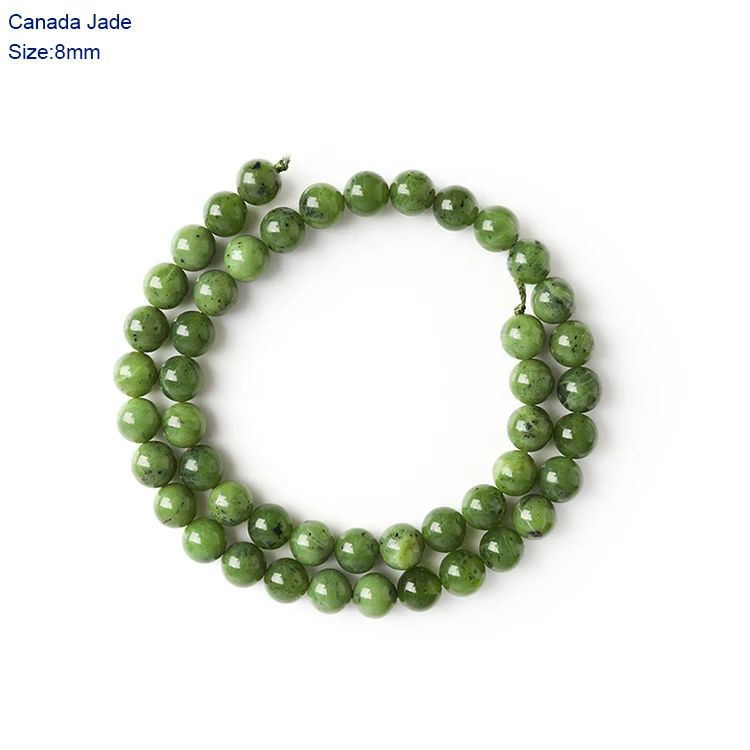 Green Canadian Jadeite Jade Round Beads Natural Gemstone For Jeweellery Making 