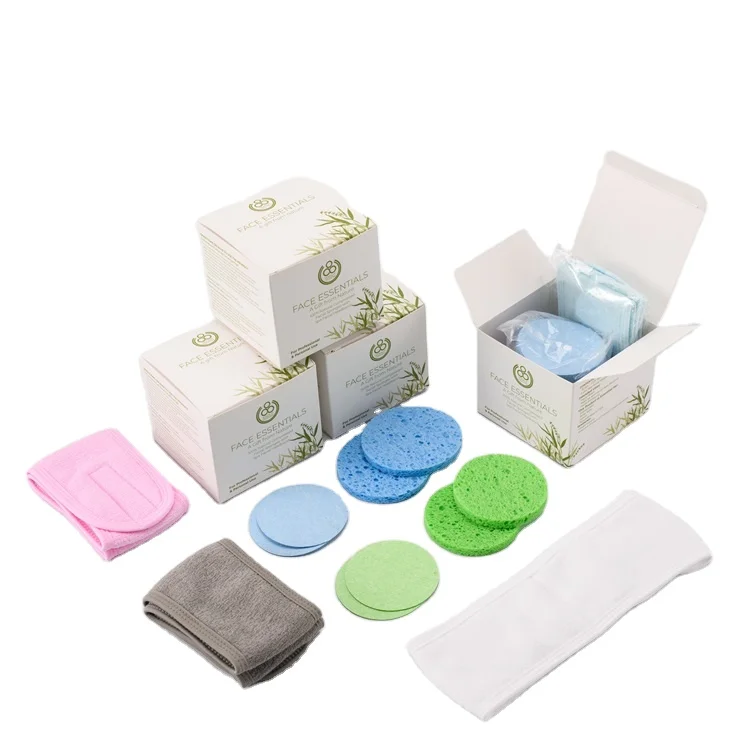 

Compressed Cellulose Facial Spa Sponge Packaging Box Set Face Cleaning Turban