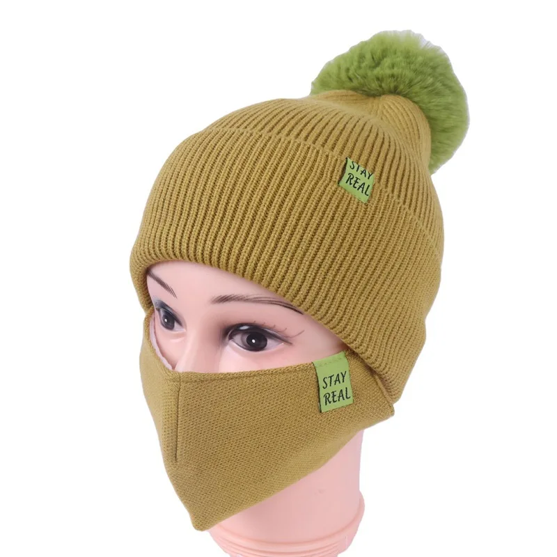 Winter Caps For Women Warm Face Cover Mask Two Pcs Winter Knit Hat Ski