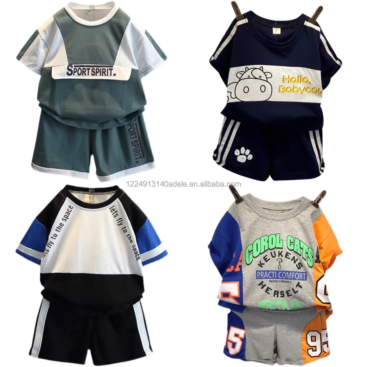 

Factory wholesale children's clothing set boy t-shirts Amazon hot sale Korean style short-sleeve baby clothes suits