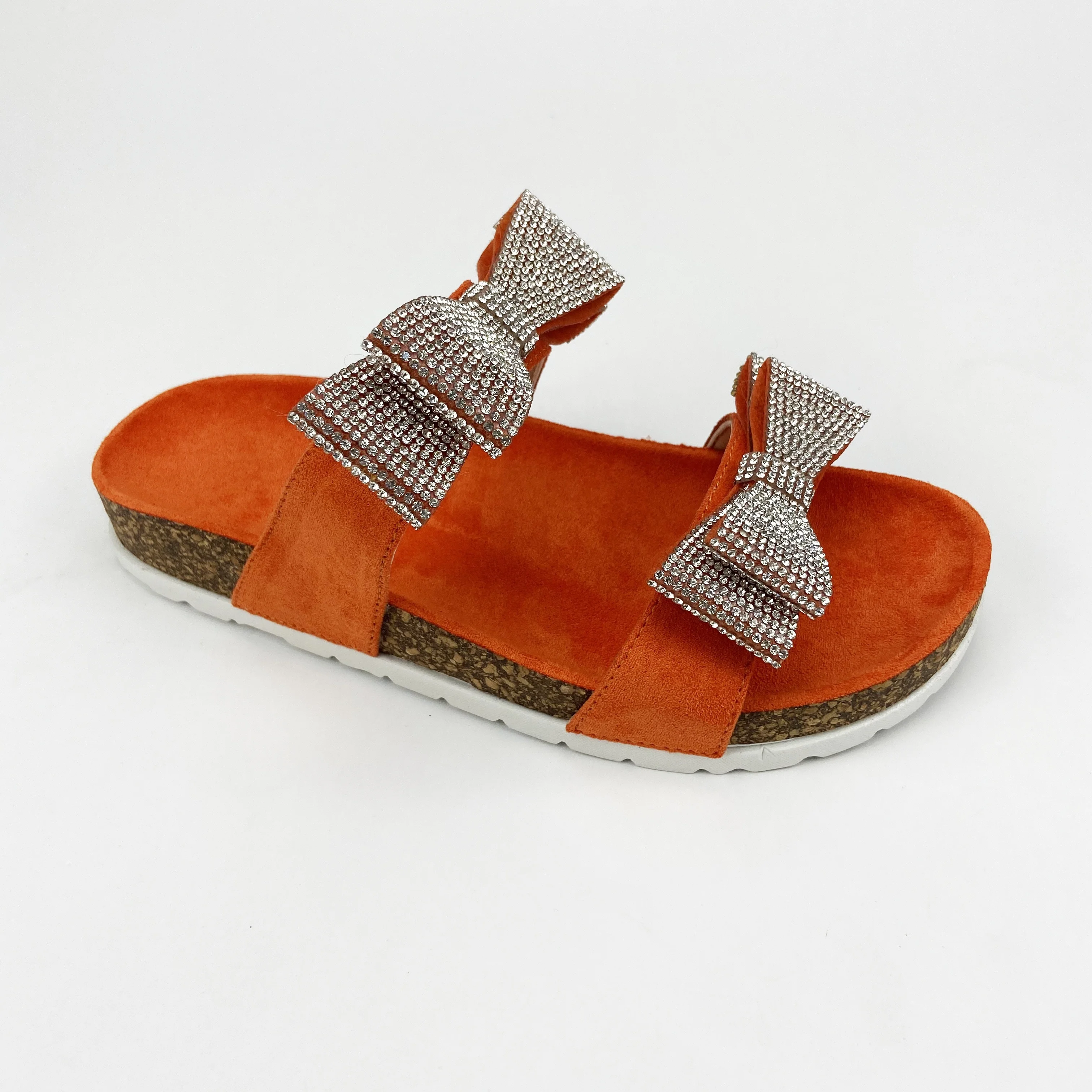 

Fashion Women Sandals with Rhinestone Bowknot NEW Cork Shoes Ladies Sandals Slipper Outdoor Female Flat Sandals Slide Wholesale