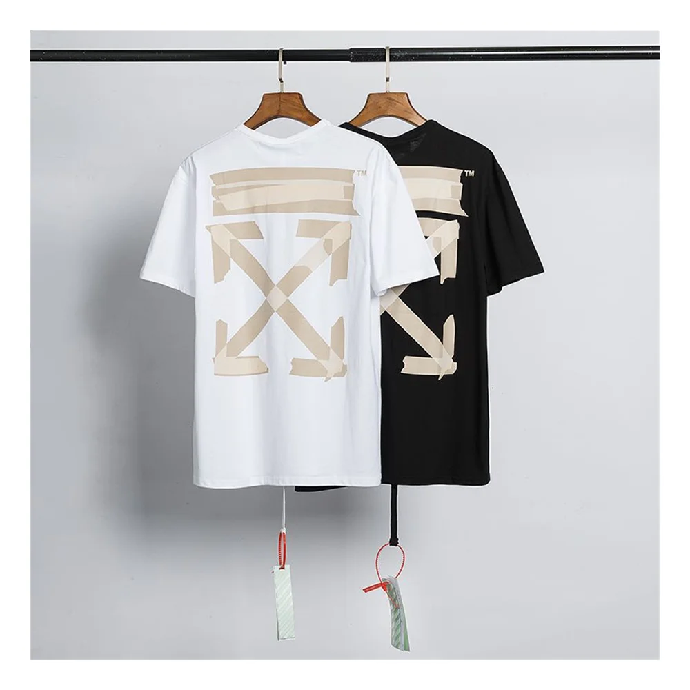 

Hot sale letter arrow white printing short-sleeved T-shirt off-whites unisex loose bottoming shirt T-shirt, Customized colors