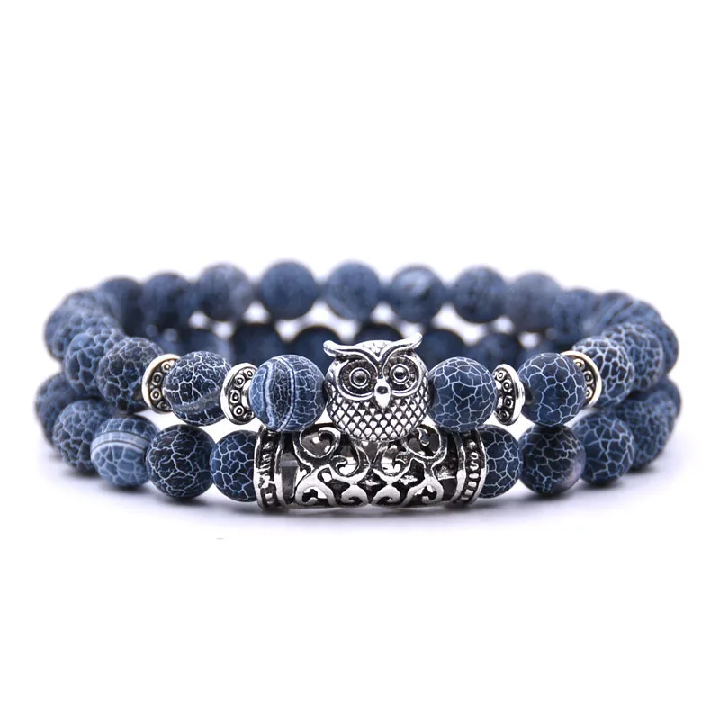 

2021 New Women Jewelry  Charm Natural Stone Bead Owl Bracelet, As show