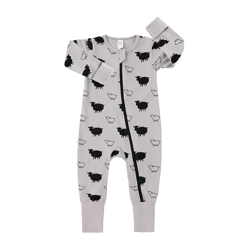 

two ways zipper baby clothes baby rompers wholesale knitted long sleeves cotton zipper baby pajamas, White,pink,black,yellow