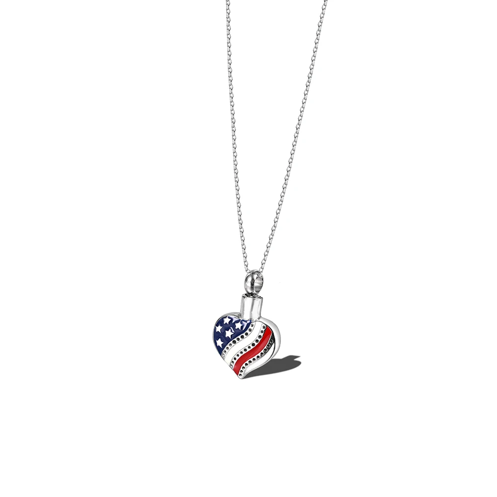 

Commemorative Urn Pet Cremation Ashes Perfume Bottle Jewelry Series Heart American Flag Necklace