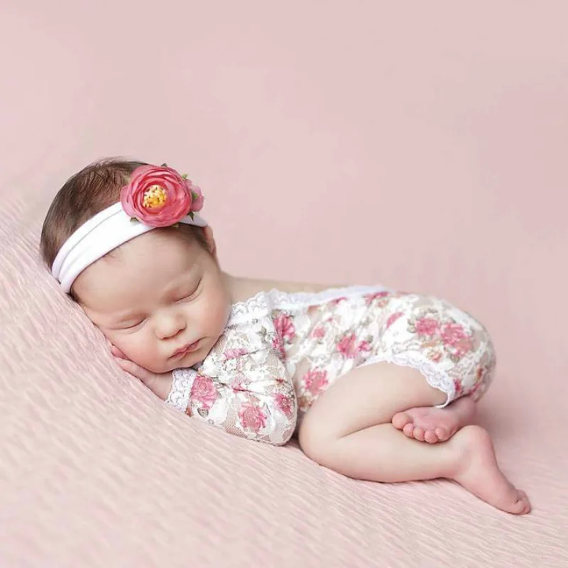 

Newborn Girl Photo Outfit Set Floral Baby Romper Clothes Photography Outfit Off Shoulder Baby Clothing, 5 colors