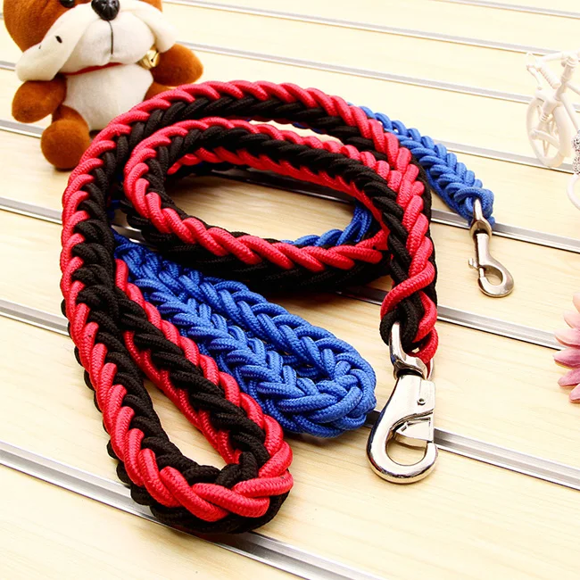 

Dropshipping Handmade Braid Textile Pet Slip Lead Soft Strong Braided Rope Dog Leash