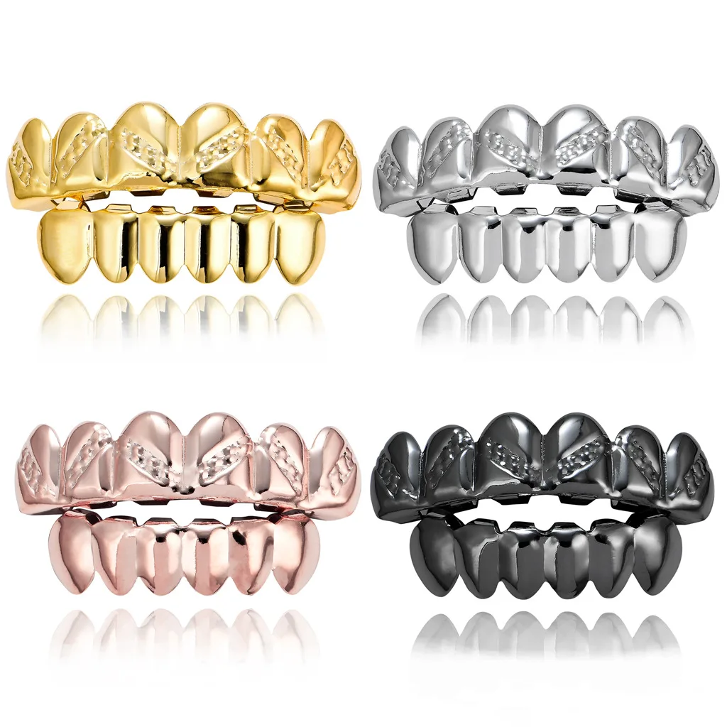 

Dr. Jewelry New Arrival Diagonals Gold Plated Polished Teeth Grillz, Picture shows