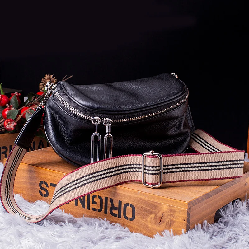 

Simple Black saddle chest bag 2021 new fashion hot PU leather small crossbody bag for women
