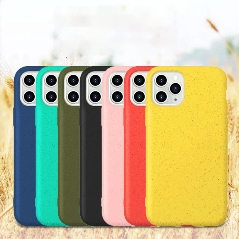 

Recycled PLA Biodegradable Composed Wheat Straw 100% Eco Friendly Phone Case for iPhone 12 pro max 11 12 Mini