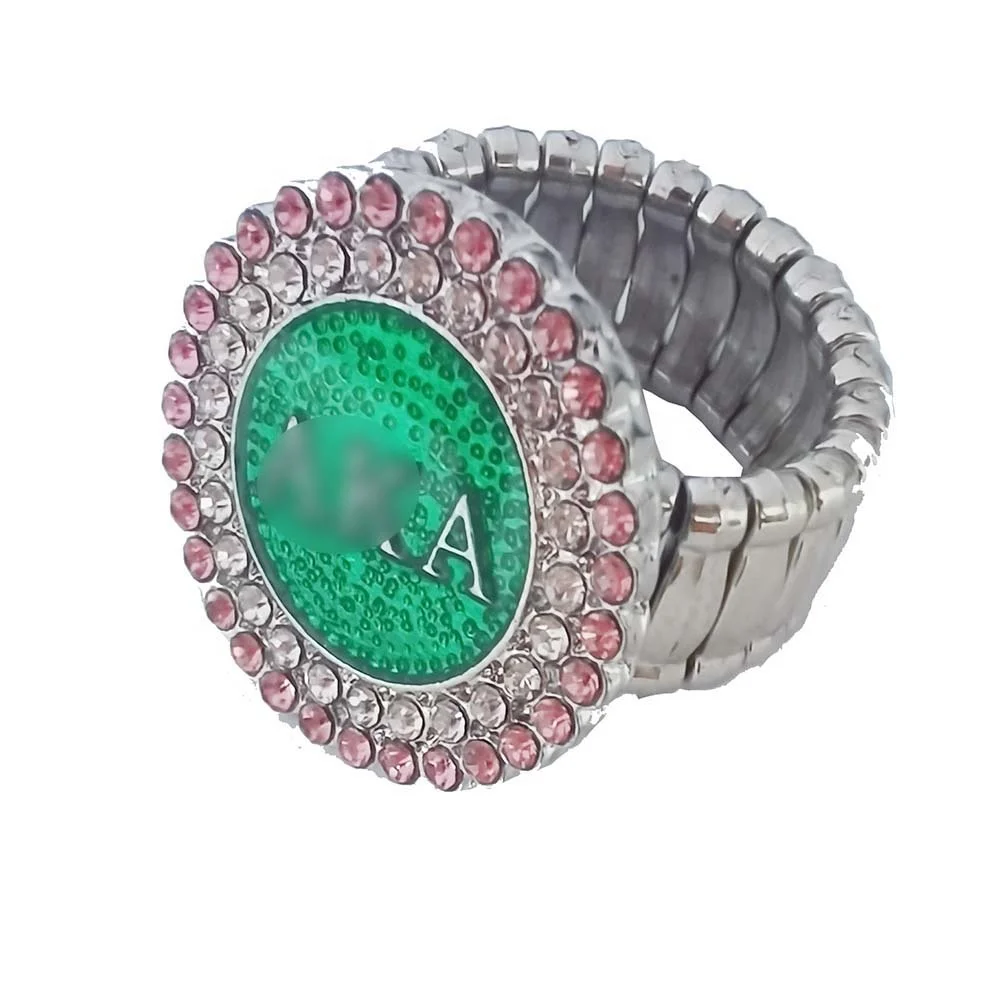 

Silver Plated custom LOGO Sorority Greek Letter Resizable Ring, Picture
