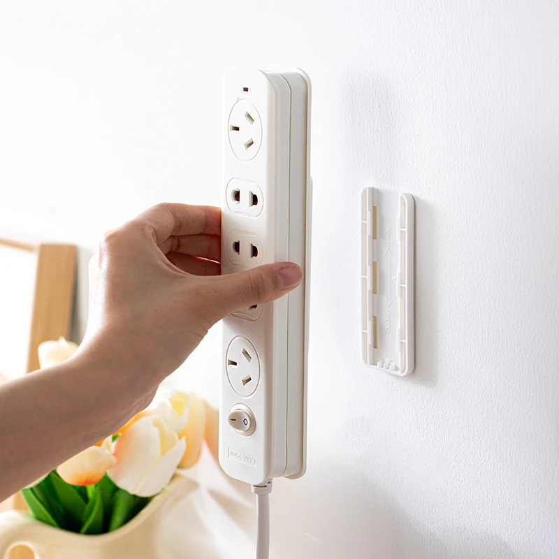 

SHIMOYAMA Self-adhesive Punch-free Desktop Mobile Plug-in Socket Fixer Holder Bracket Stand Wall Mount Home Power Strip Fixator