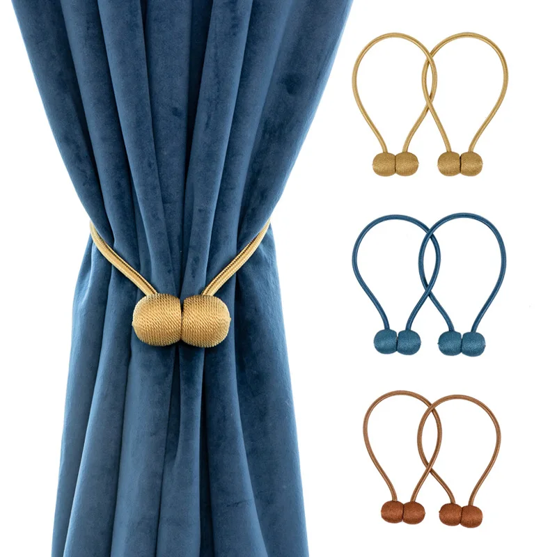 

G14 Home Hook Holder Tie Backs Polyester silk curtain magnetic buckle Multi Colour Ball Shape Magnetic Curtains Tiebacks, Many style