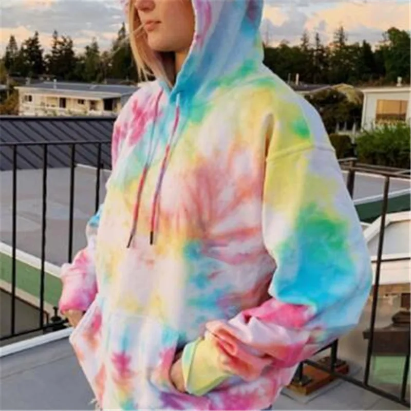 

Winter Custom Logo casual tie dye hoodies for women tie dye women's hoodies & sweatshirts tie dye pullover streetwear