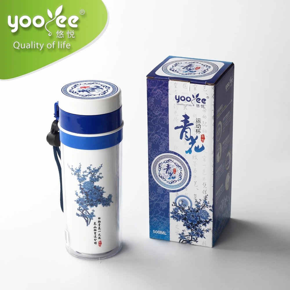 

Chinese Style BPA Free double wall plastic water bottle, Customized color