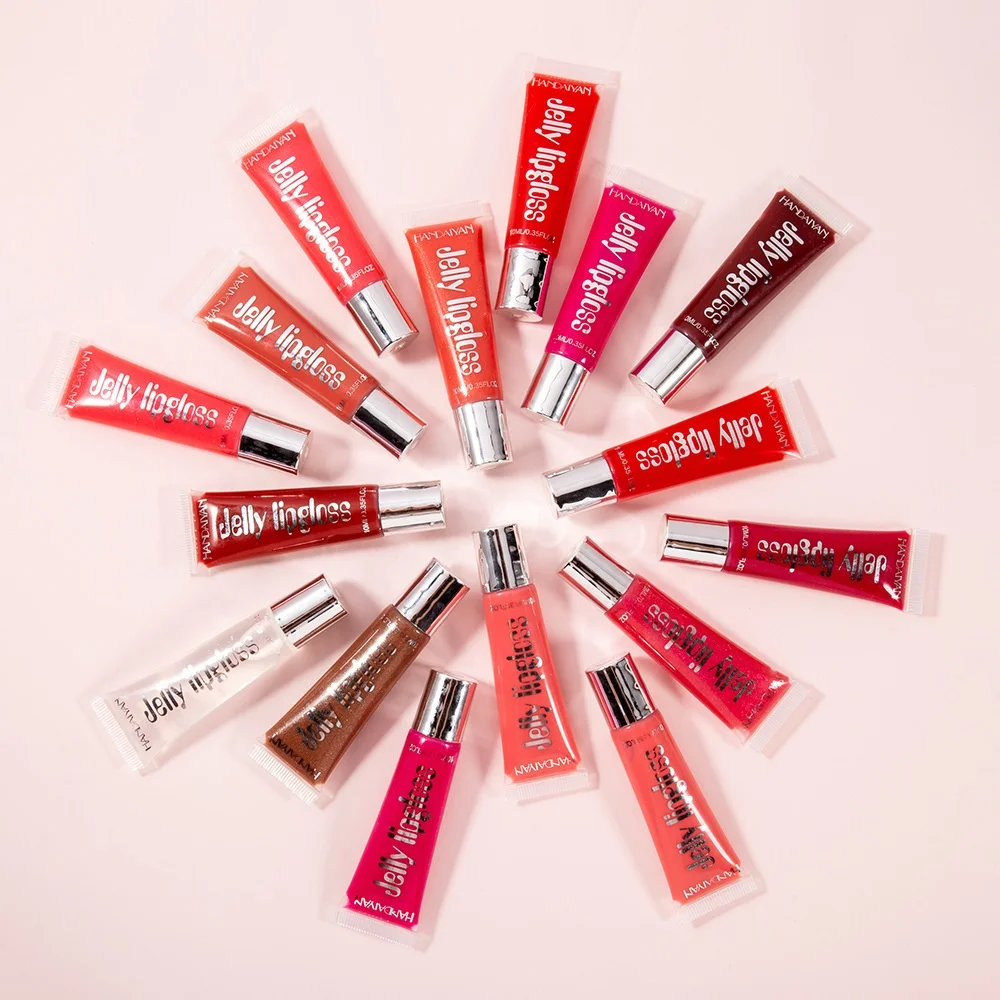 

Hot Sale Shiny Jelly Private Label Lipgloss Vendor Lips Plumper Clear Moisturizing Nourishing Liquid Lip Gloss, 12 colors