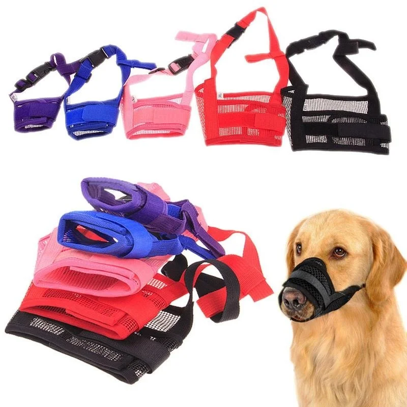 

Anti biting barking adjustable mesh custom dog muzzle nylon, Red, pink, purple, blue, black, orange, grenn, pink