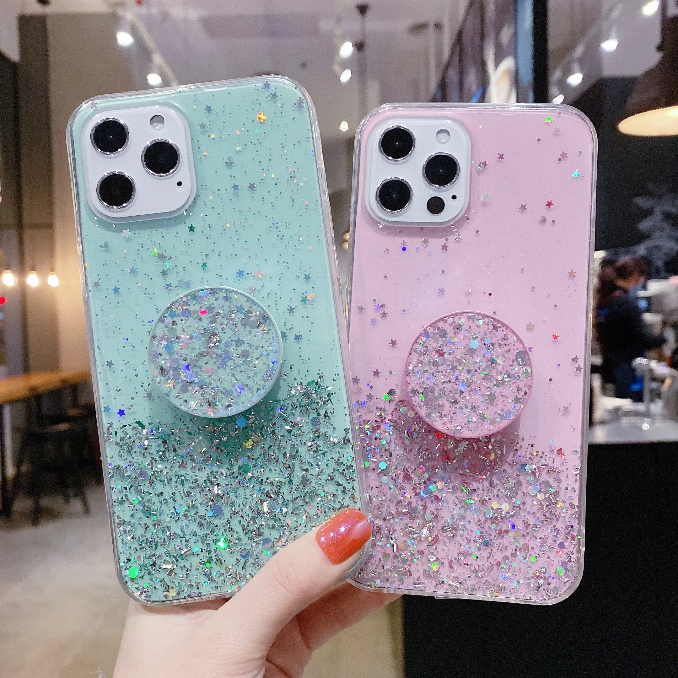 

Lovely Cute With Air Holder Glitter Bling Soft Case Cover shell for iphone 6/7/8 7P/8P X XS XR XSMAX 11 PRO 12 12 PRO MAX