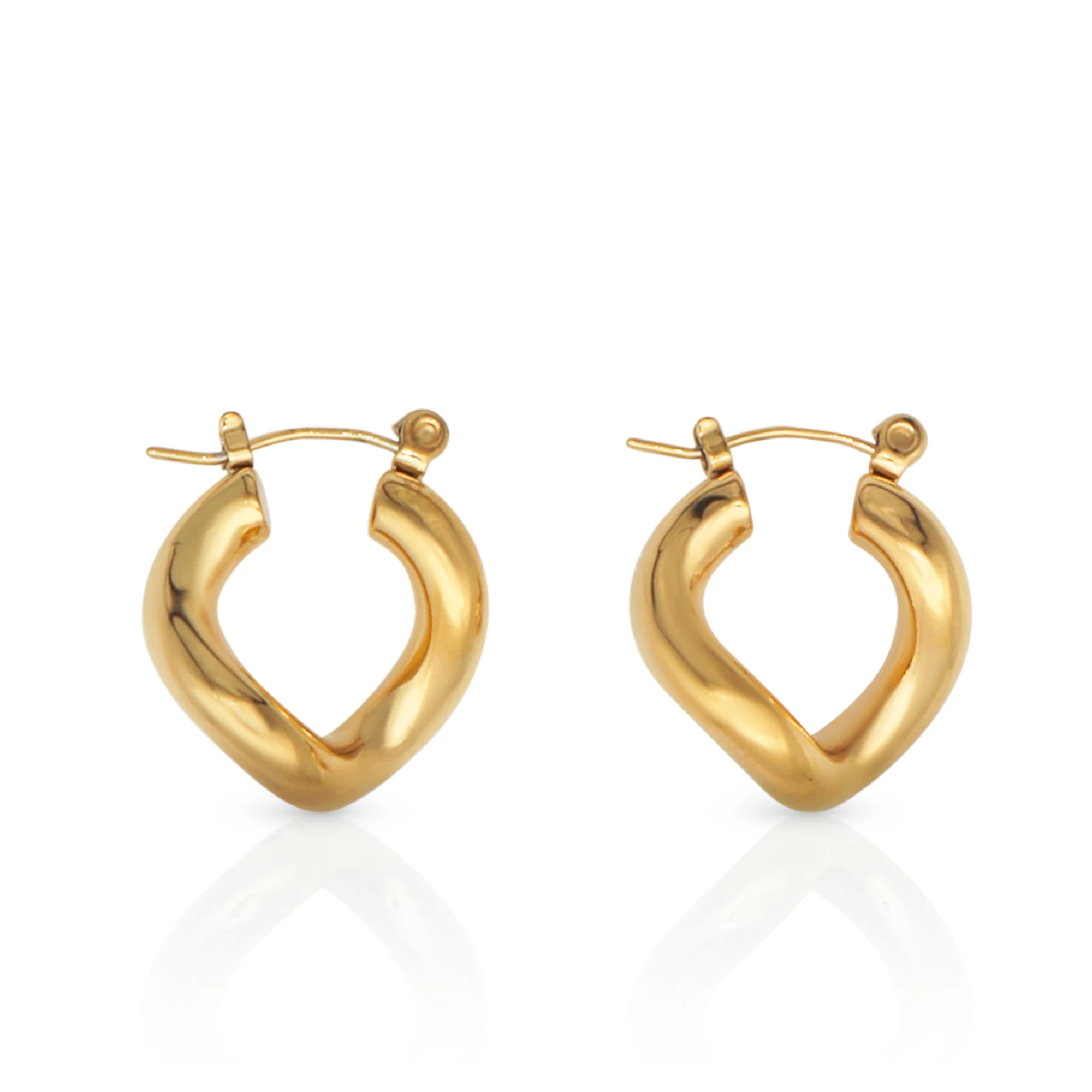 

Chris April in stock trendy 316L Stainless Steel PVD gold plated minimalist twisting hoop earring for women