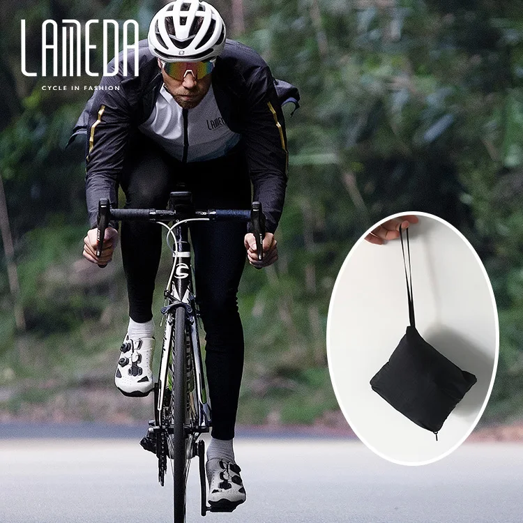 

LAMEDA Custom Logo Printing Fashion Design Bicycle Waterproof Mens Raincoat, Black