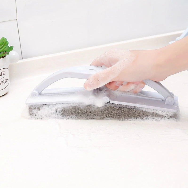

Foldable Sponge Cleaning Brush With Handle To Wipe Ceramic Tile Bowl Kitchen Bathroom Brush, Beige,blue,purple
