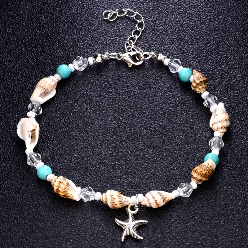 

Summer Beach Conch Starfish Anklets Beads Barefoot Chain Shell Ankle Bracelet Jewelry