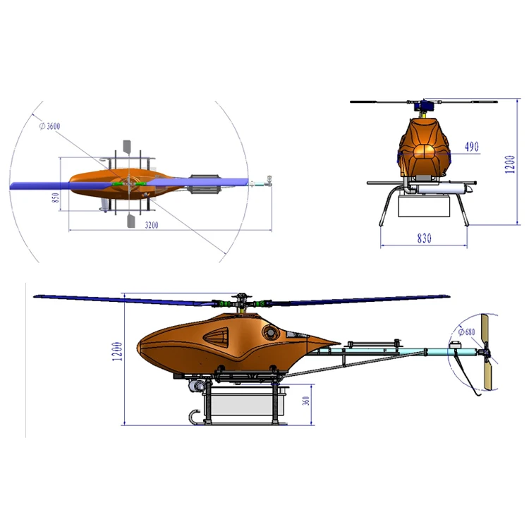 
HC-230 45KG Max Payload High-quality Composite material Long Endurance Helicopter for Inspection, Patrolling 