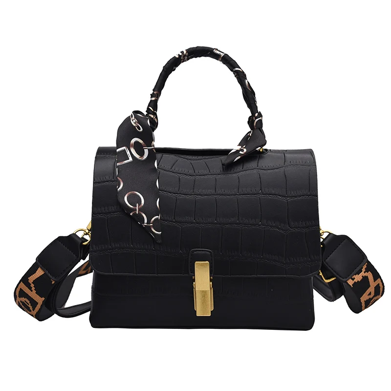 

2021 wholesale New design alligator pattern bag wide strap single shoulder bag woman handbag, 5 colors