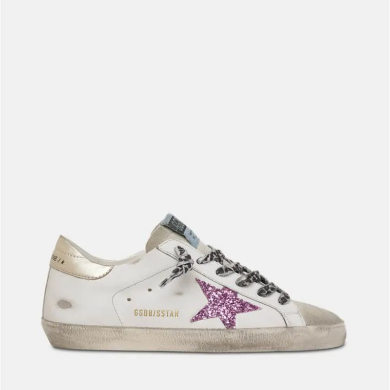 

Goldens Super-Star sneakers with green crackle-effect heel tab gooses women Shoes, 20colors