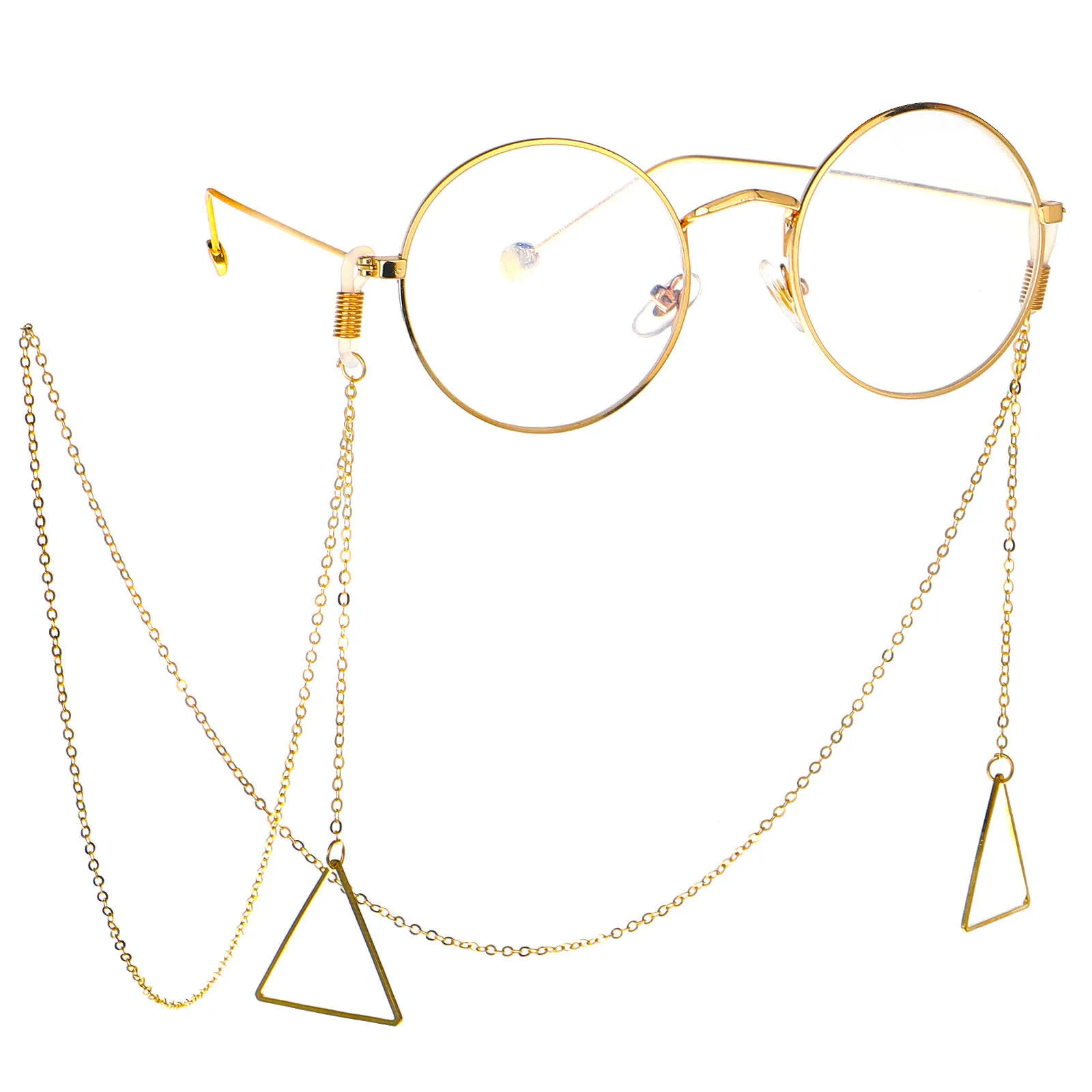 

Triangle Shape Charm Hanging Sun Sunglasses Eyeglasses Heart Reading Sun Eye Glasses Accessories Chain For Eyewear Accessories, Gold,silver