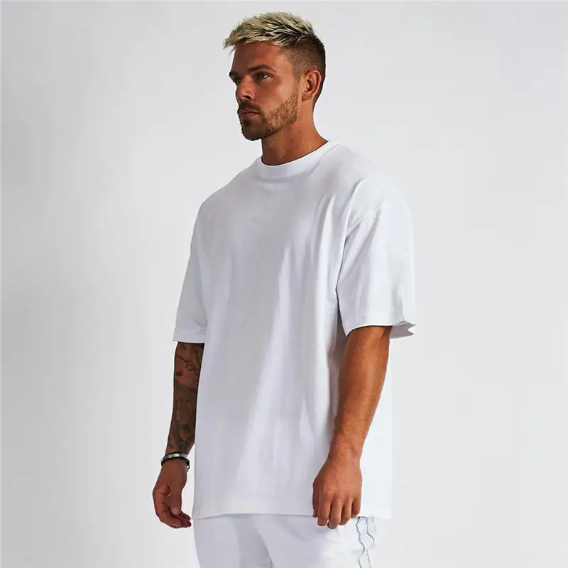 

new design luxury quality cotton loose fit little drop shoulder brand blank men t shirt oversized/