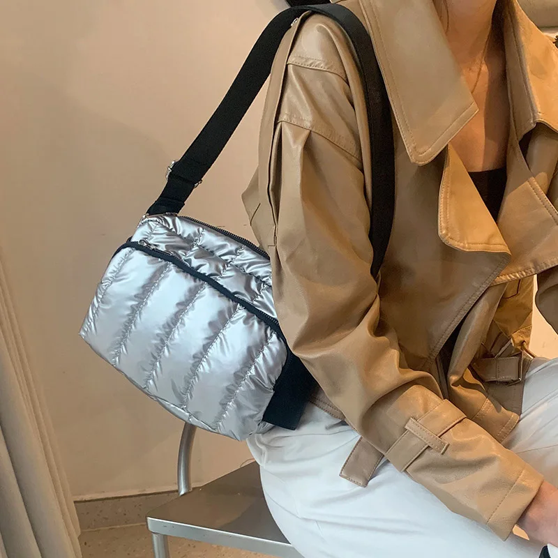 

Xinyu RTS Luxury Space Cotton Shoulder Bags For Women 2021 Winter Crossbody Bag Designer Handbag Wide Strap Messenger Pack