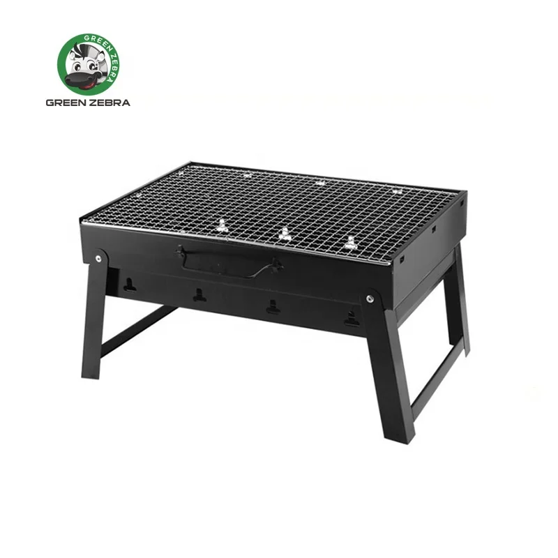 

Amazon Hot Selling Black Steel Foldable Square Barbecue Stove Outdoor Picnic Mini Charcoal Portable Camping Small BBQ Grill