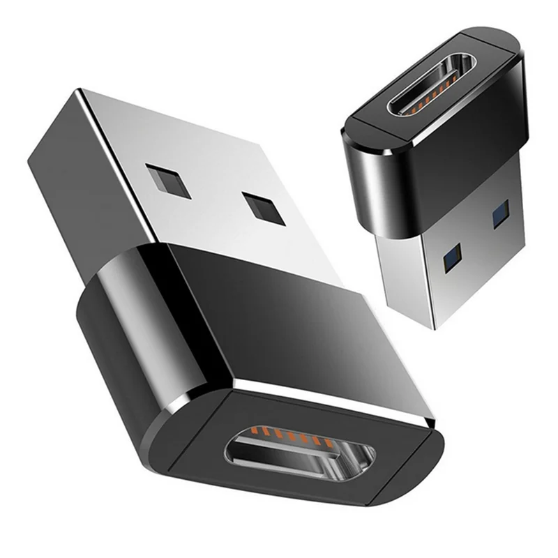 

Type C female to USB2.0 Male Converter Connector OTG Data Fast Charging Type C Adapter, Black,silver