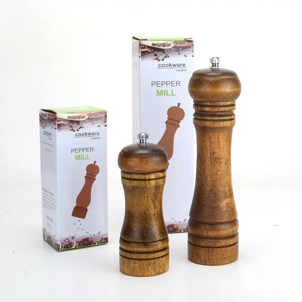 

Adjustable ceramic rotor 2 packs Solid wood pepper grinders and pepper mill set