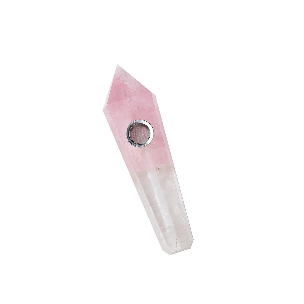 

Wholesale Powder crystal + white crystal Splicing smoking pipe crystal energy pipes smoking accessories, Picture