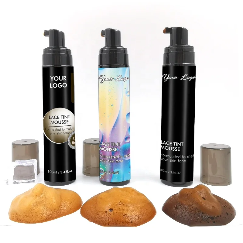

Private Label OEM Waterproof 100ML Light Medium Dark Brown Dye Natural Organic Wig Closure Frontal Lace Tint Foam Mousse