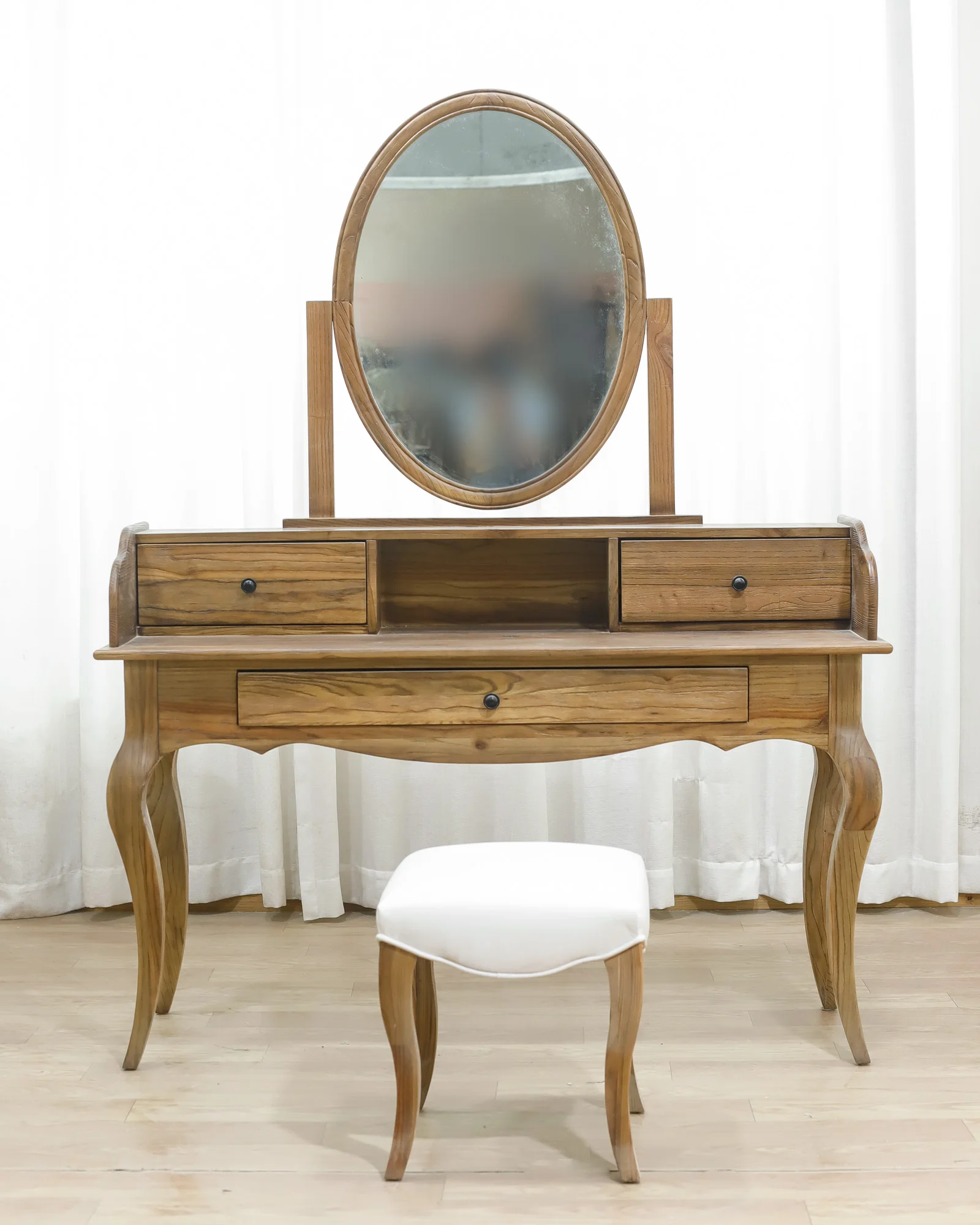 
European Style Bedroom furniture Antique Makeup Vanity Dresser Desk with mirror and stool  (1600094078100)