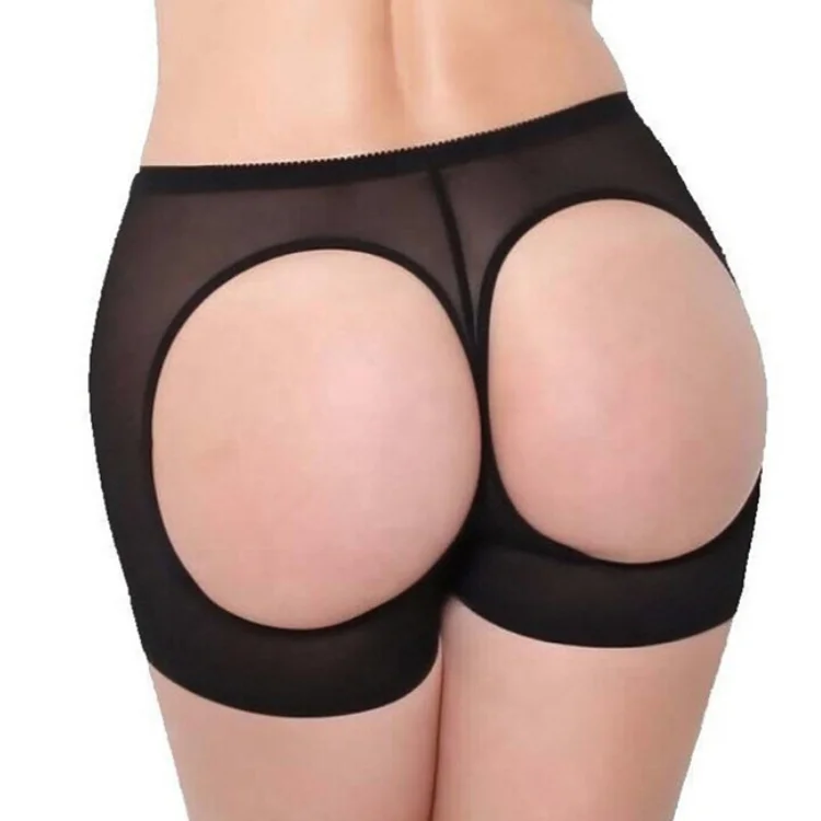 

Butt Lifter bodyshort girdle buttocks lifter shapewear butt enhancer women seamless open back hole panty, Black, nude(skin color)