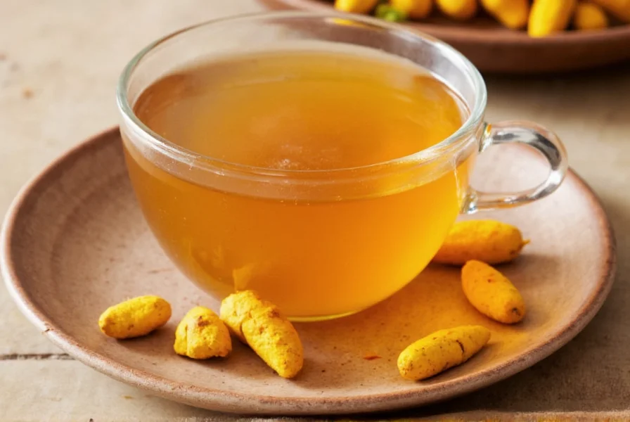 Various turmeric tea variations served in mugs with natural ingredients