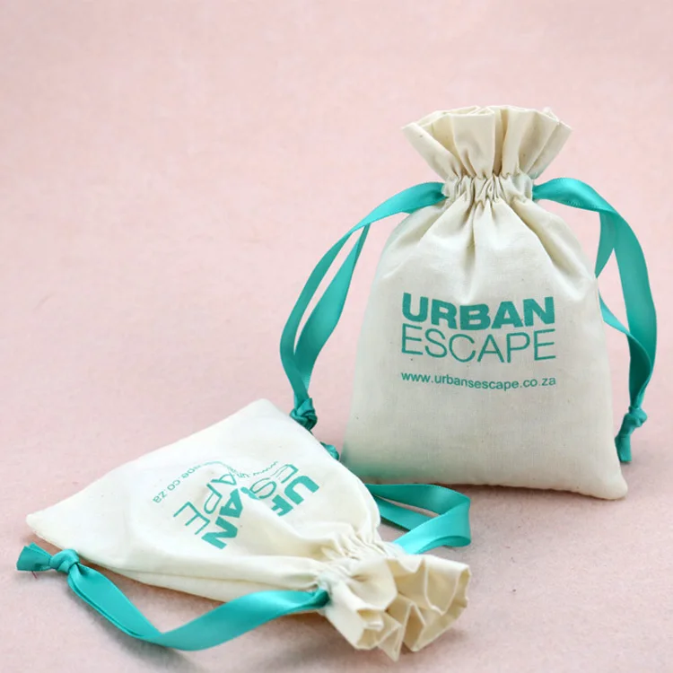 

Custom logo printed small drawstring bag 100% organic cotton muslin pouch for jewelry, Customized color(blue,white ,black ,yellow ,green )