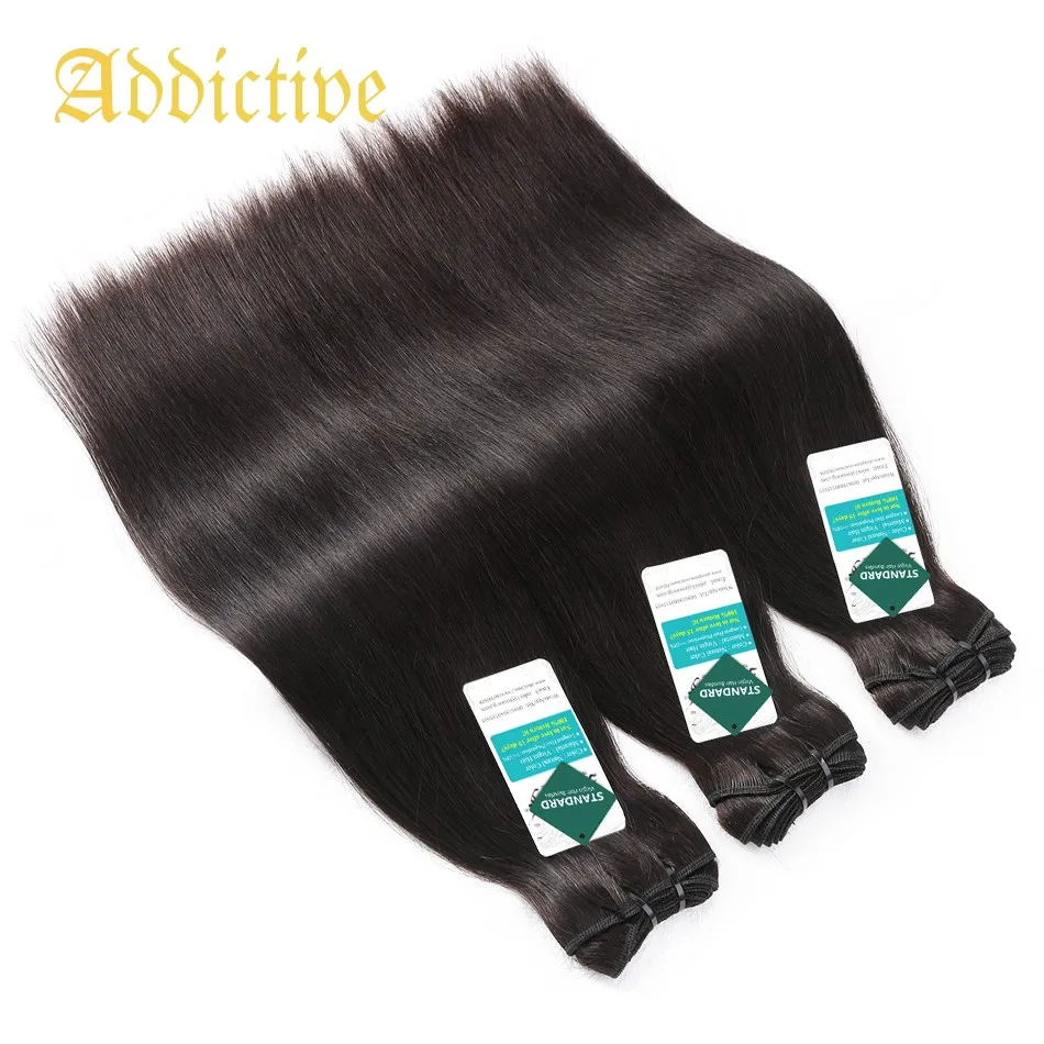 

Addictive 10A Straight Hair Weave Bundles High Peruvian Human Hair 3 or 4 Bundles Natural Black Remy Hair Extensions